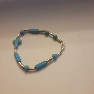 Turquoise and Silver Beaded Bracelet